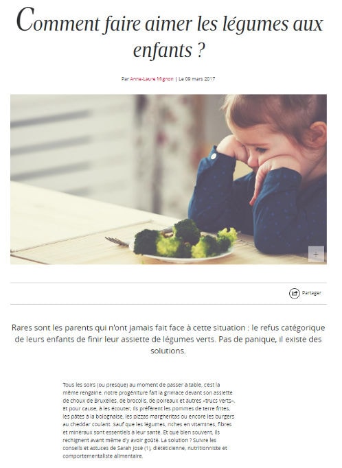 Article Figaro Aimer légumes enfants