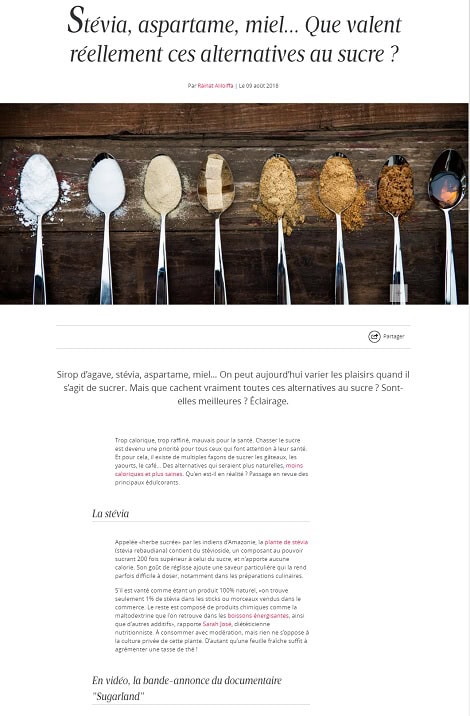 Article Figaro Sucré Aspartame Miel Alternatives